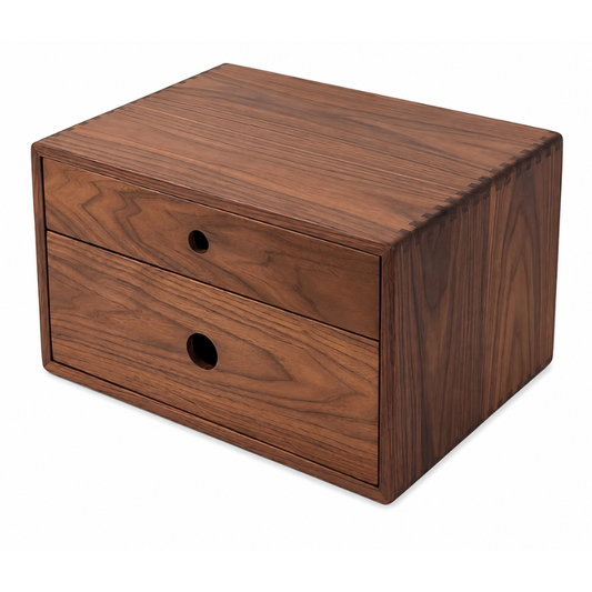 Premium Two-Tier Wooden Desktop Organizer with Built-in Drawer for Office Documents.