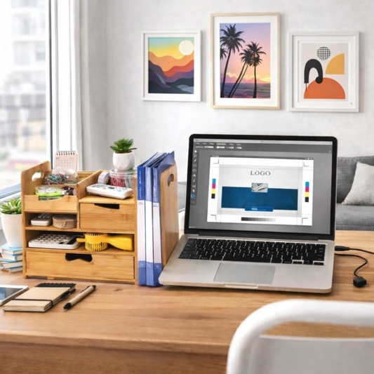 Deezy Store Bamboo Desk Organizer with Drawer – Eco-Friendly, Space-Saving Desk Storage.