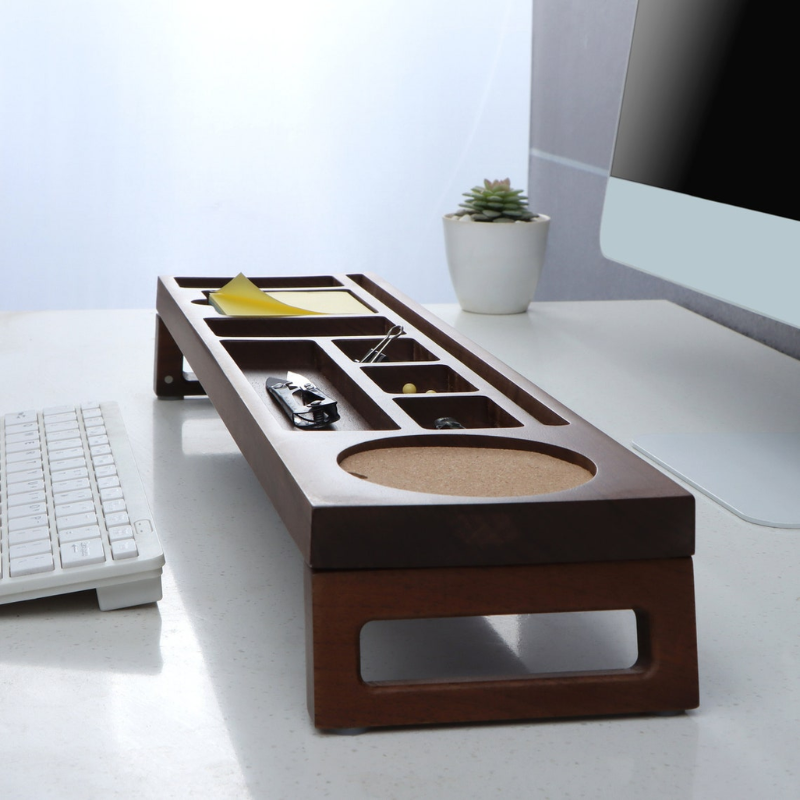 Deezy Store Walnut Desk Organizer – Sleek, Multi-Compartment Organizer for a Clutter-Free Desk.