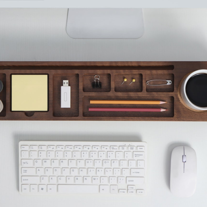 Deezy Store Walnut Desk Organizer – Sleek, Multi-Compartment Organizer for a Clutter-Free Desk.