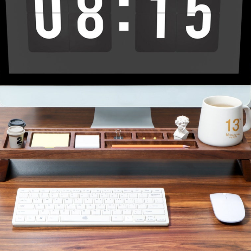 Deezy Store Walnut Desk Organizer – Sleek, Multi-Compartment Organizer for a Clutter-Free Desk.