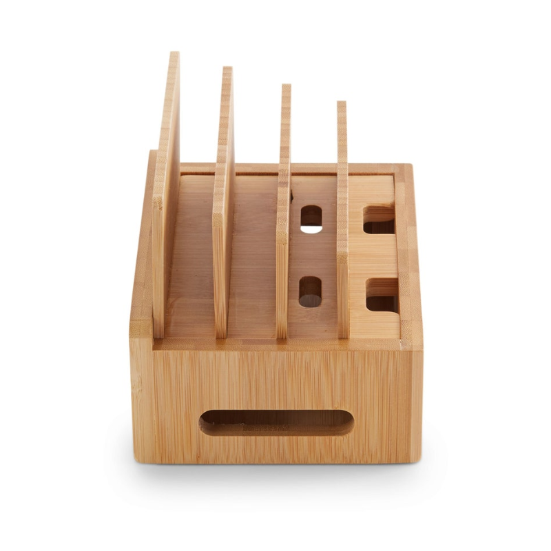 Bamboo Charging Station & Cord Organizer - Sleek, Eco-Friendly Cable Management for All Your Devices.