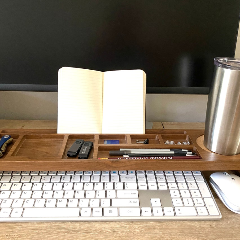 Deezy Store Walnut Desk Organizer – Sleek, Multi-Compartment Organizer for a Clutter-Free Desk.