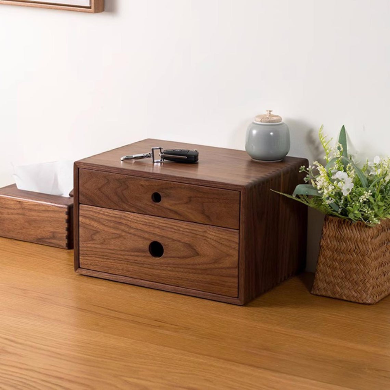 Premium Two-Tier Wooden Desktop Organizer with Built-in Drawer for Office Documents.