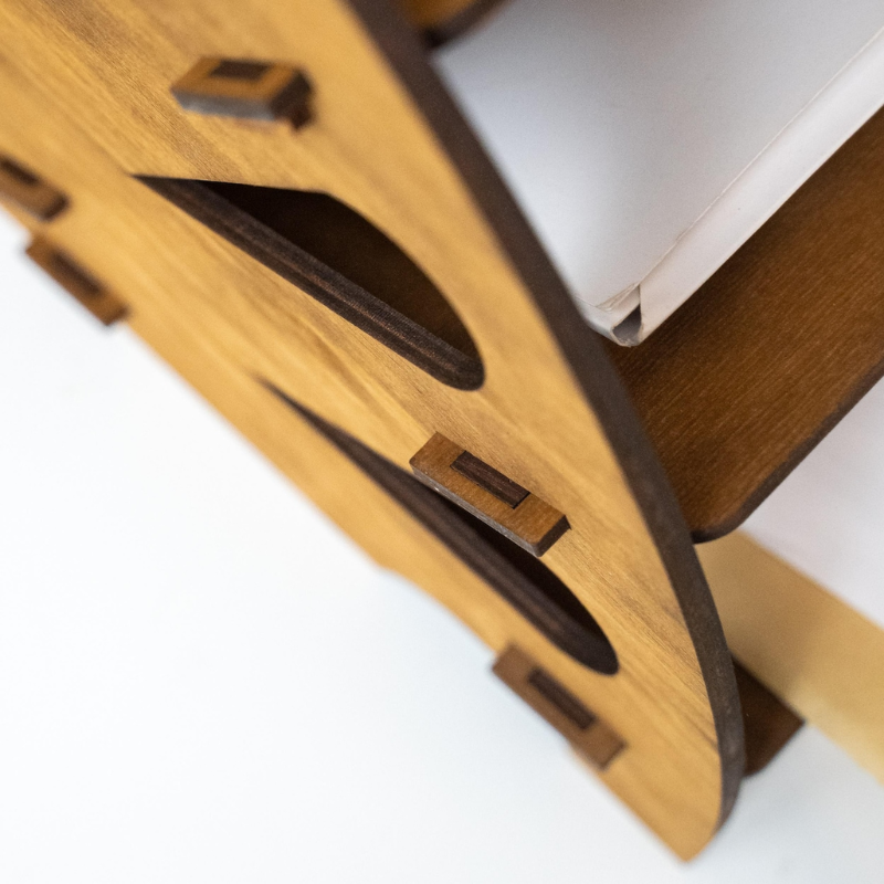 Handcrafted Wooden Desk Organizer for Documents and Office Essentials.