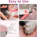 Pink Pet Nail Clippers with LED Light and Stainless Steel Blades for Small Animals - Image 9